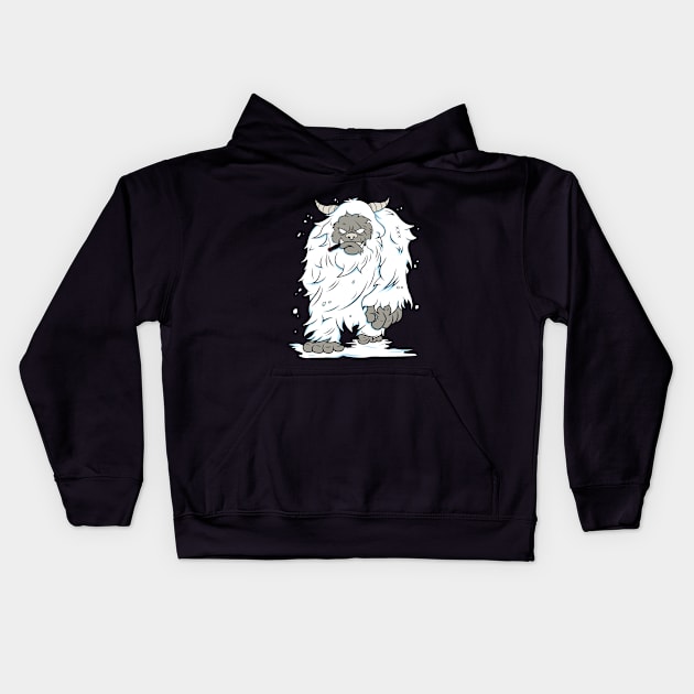 Snow Yeti White Bigfoot Kids Hoodie by Mako Design 